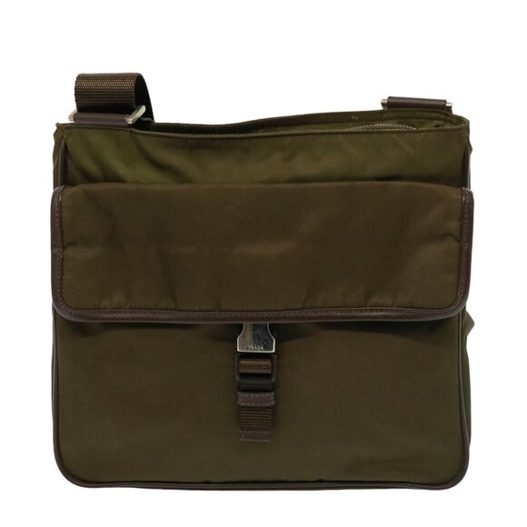 PRADA Shoulder Bag Enamel Khaki Brown Auth - Picture 2 of 16